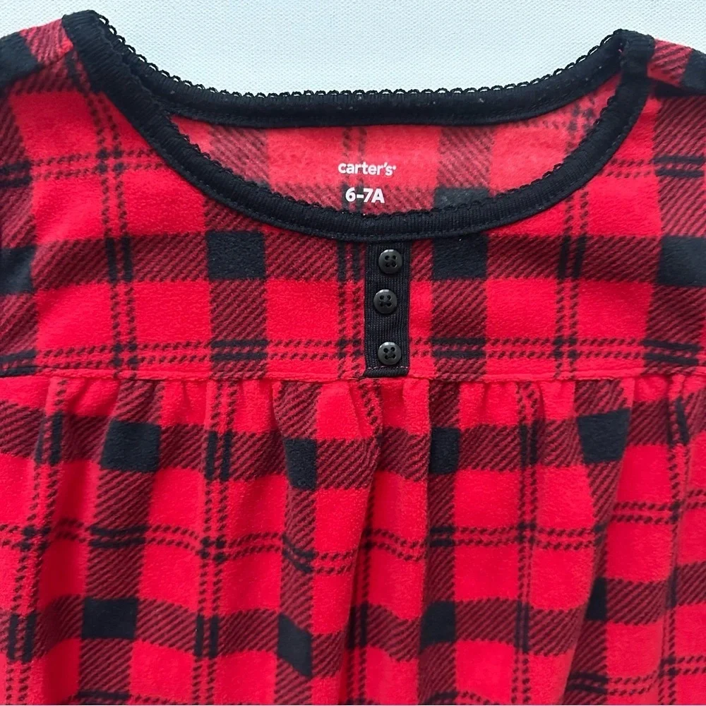 Carter's Red Plaid Girls Nightgown Pajama Size 6-7